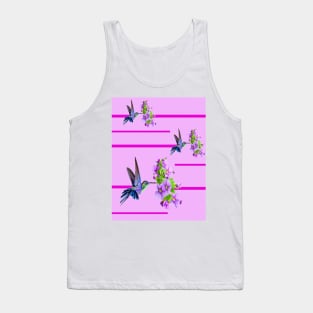 Hummingbirds and purple flowers on pink Tank Top